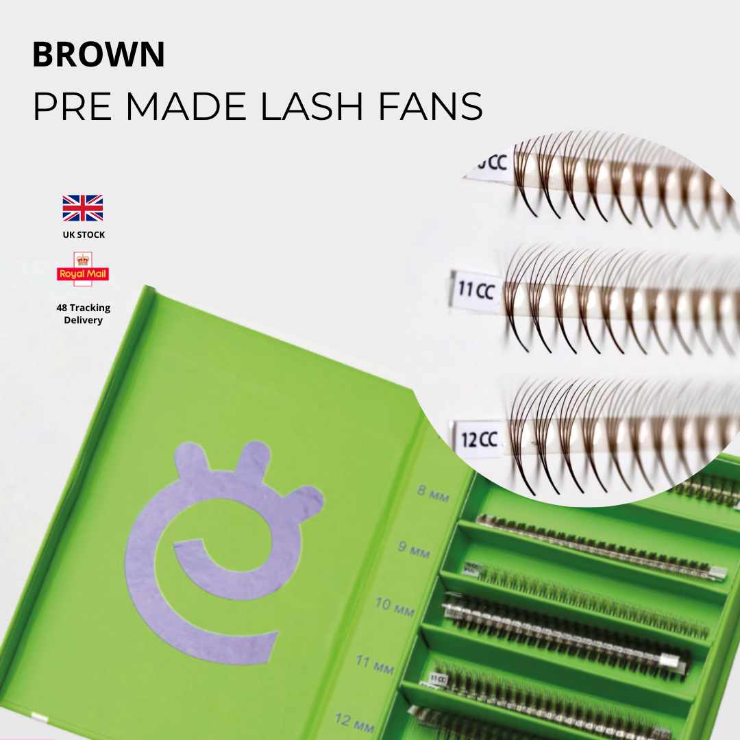 Easy Ko Pre Made Lash Fans DARK BROWN C L M 7-13