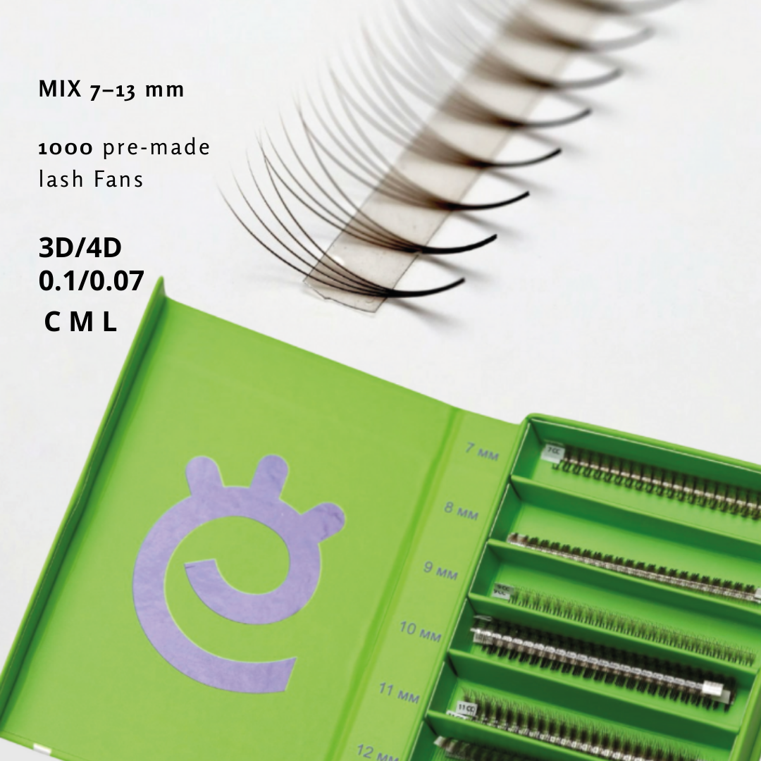Easy Ko Pre Made Lash Fans DARK BROWN C L M 7-13