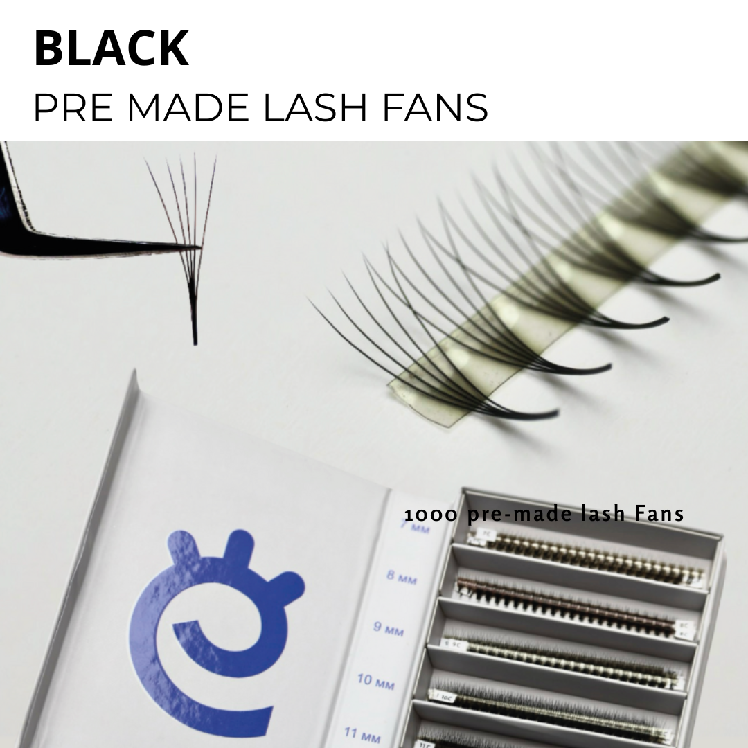 Easy Ko Pre Made Lash Fans Black 7-13 C M