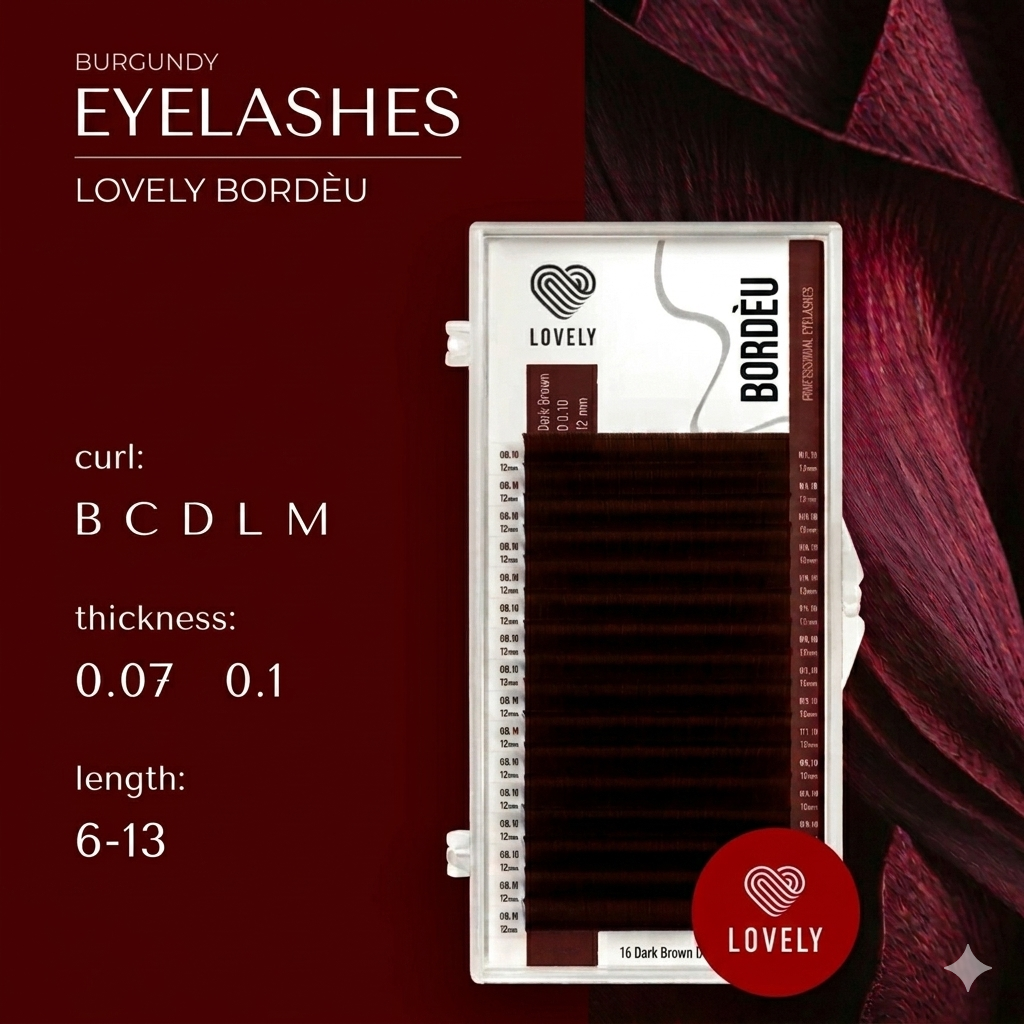 LOVELY Bordèu Dark Brown Lashes MIX 16 Rows Individual Lashes