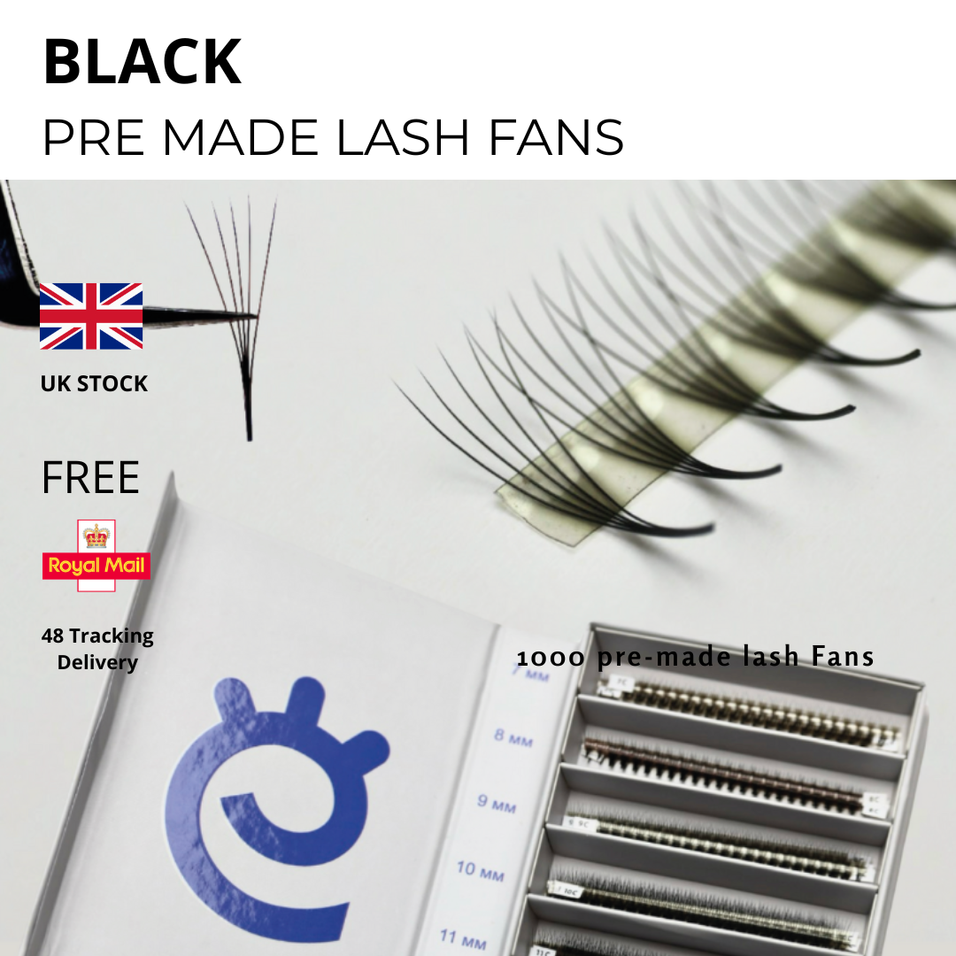 Easy Ko Pre Made Lash Fans Black 7-13 C M