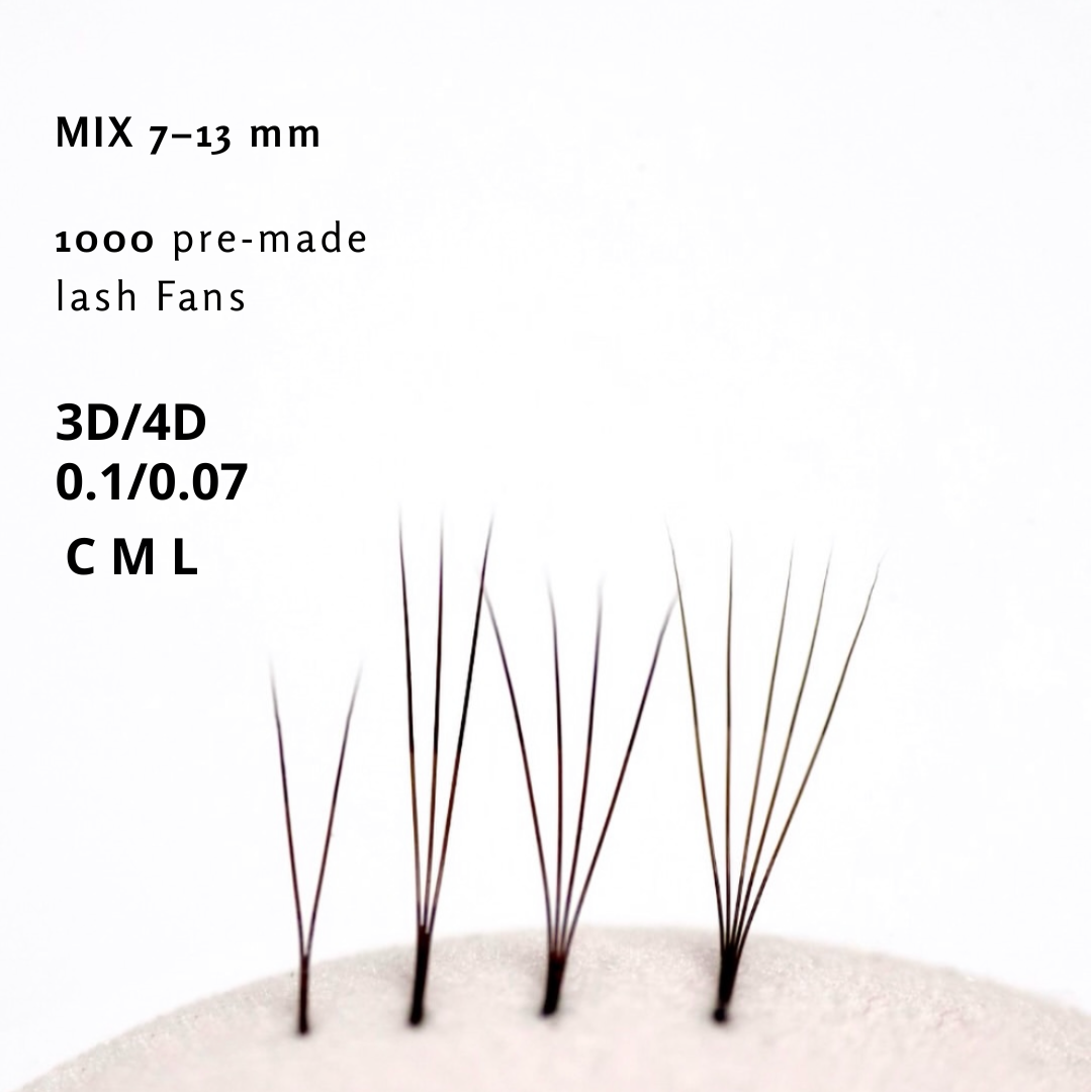 Easy Ko Pre Made Lash Fans Black 7-13 C M