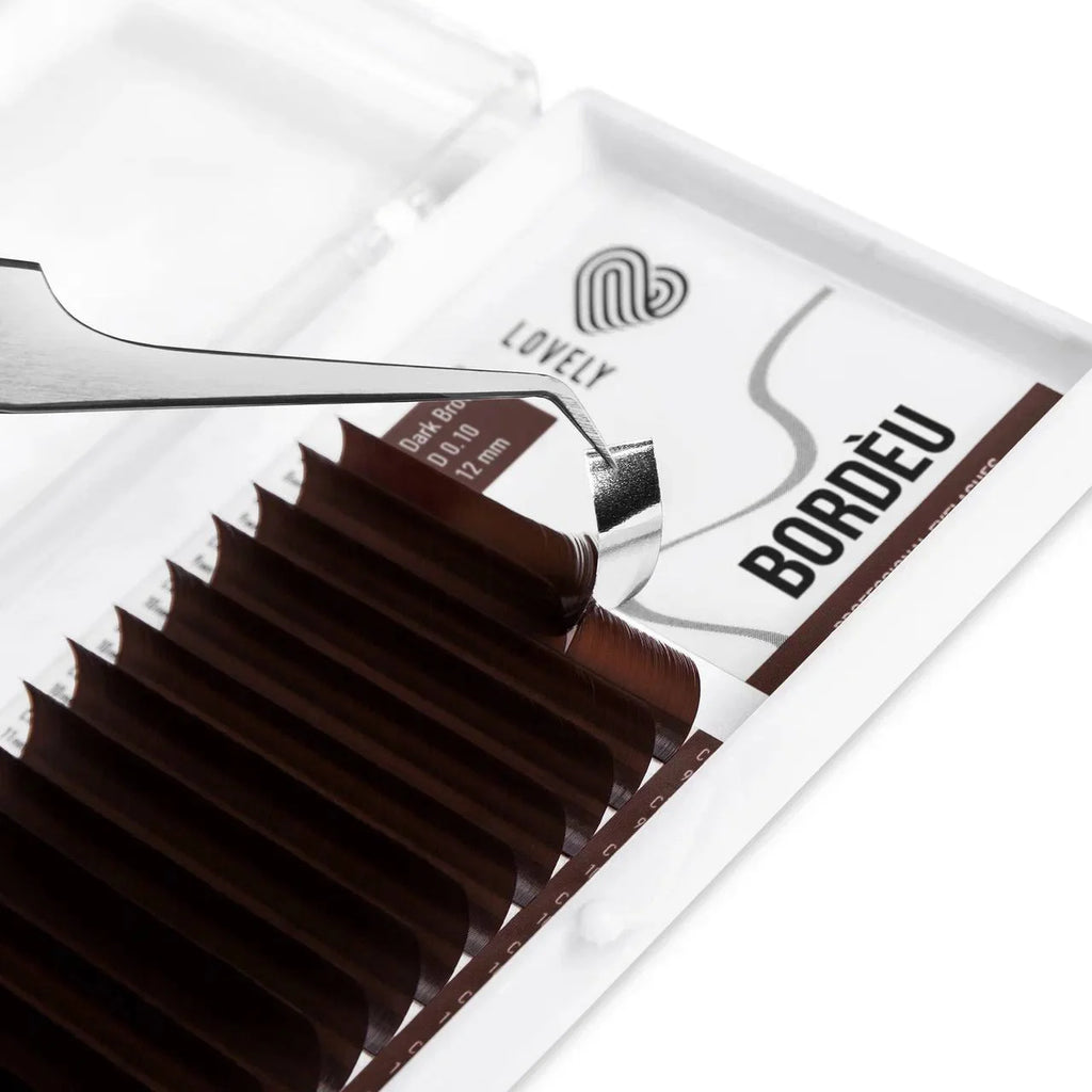 LOVELY Bordèu Dark Brown Lashes MIX 16 Rows Individual Lashes