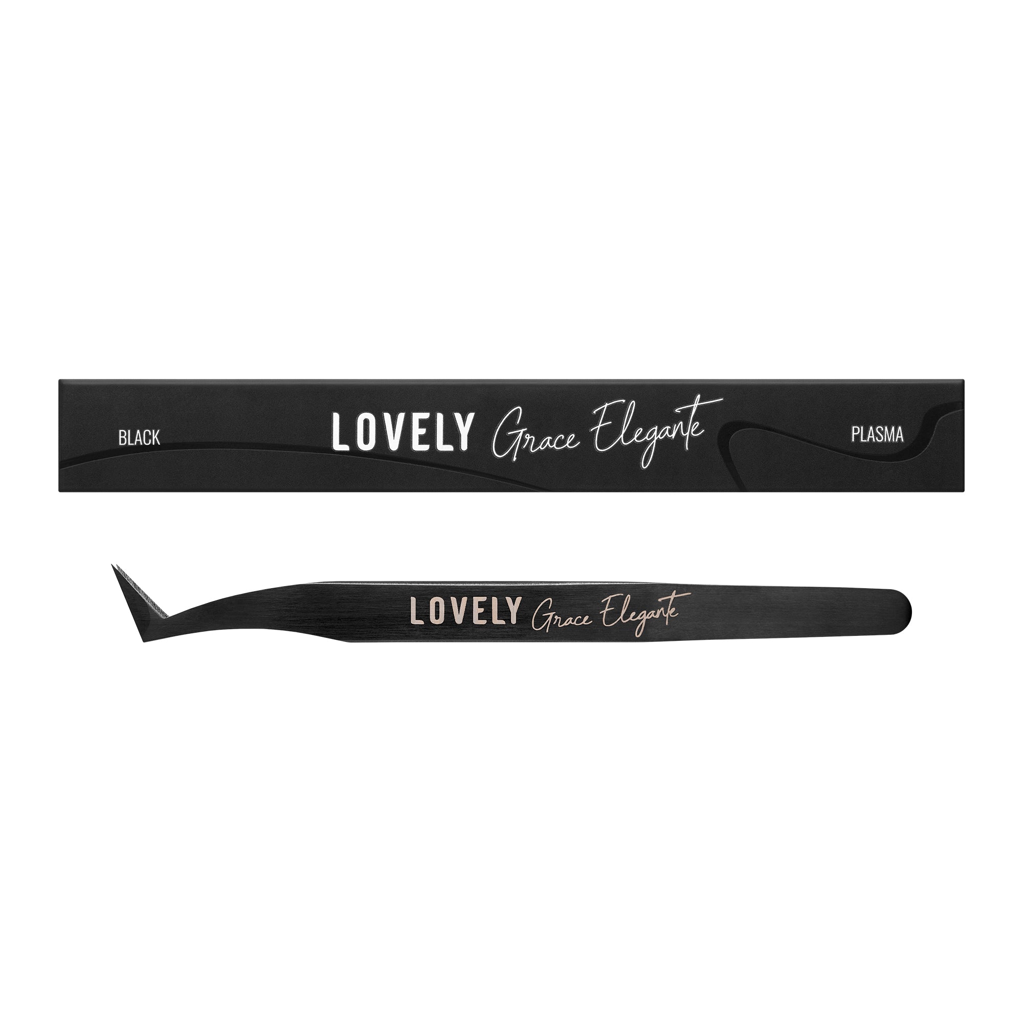 Eyelash Extension Tweezers NanoFiber Lovely, Grace Elegante Black series, Boot
